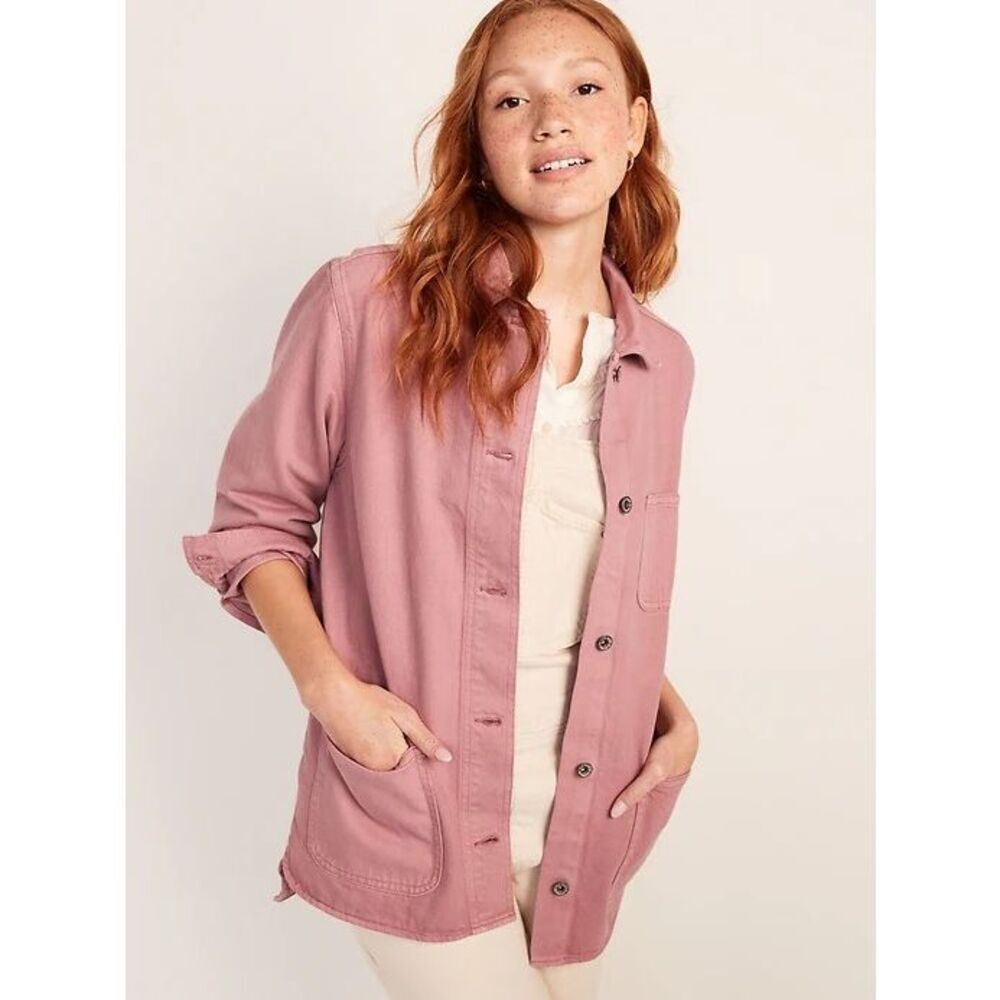 Old Navy Women’s Workwear Shacket for Women in Mauve Dusty Birch Rose Pink